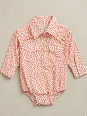 NWOT Kids Pink Western Floral Ruffle Long-Sleeve Onesie - size 12m